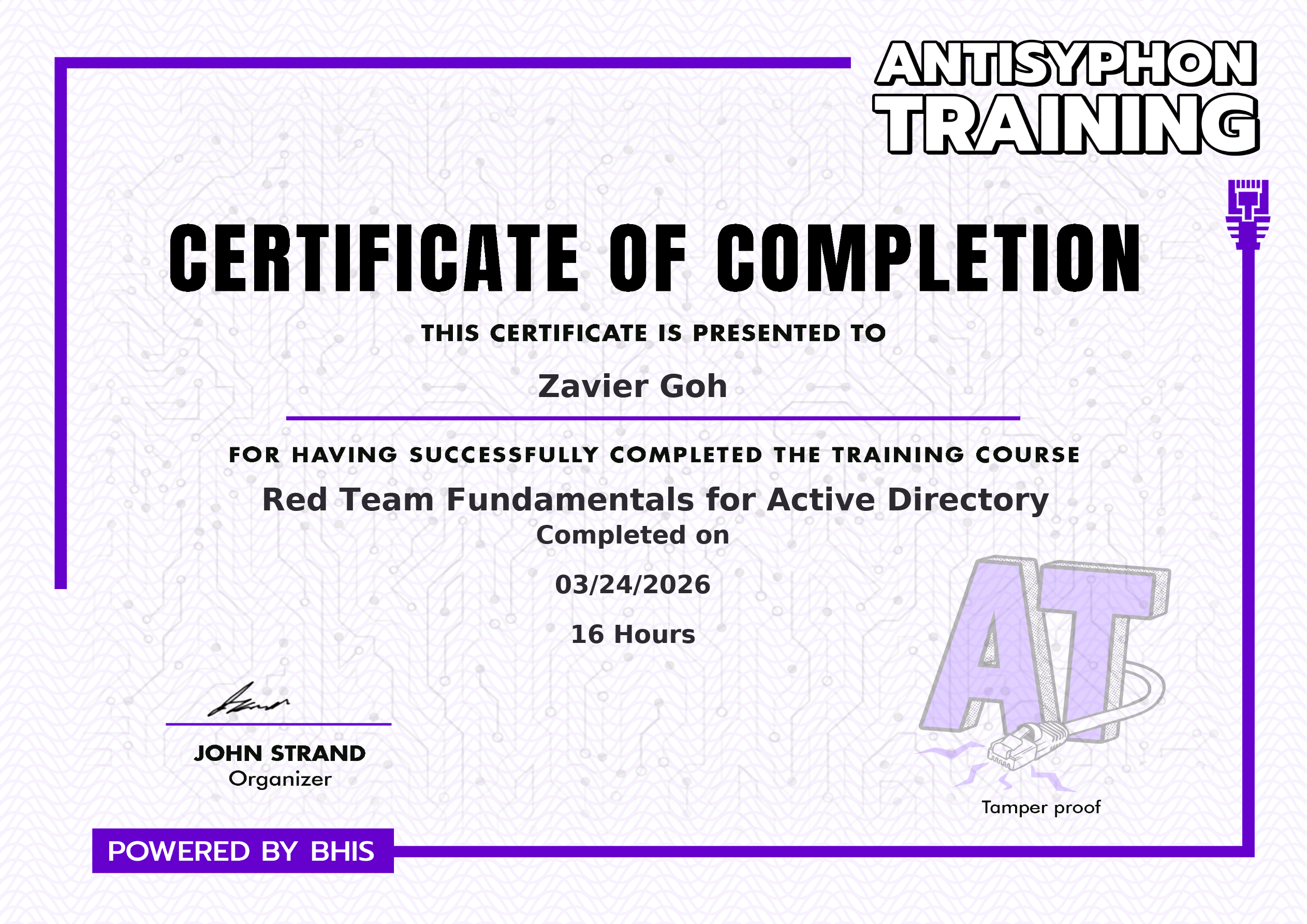 Antisyphon Training Red Team Fundamentals for Active Directory