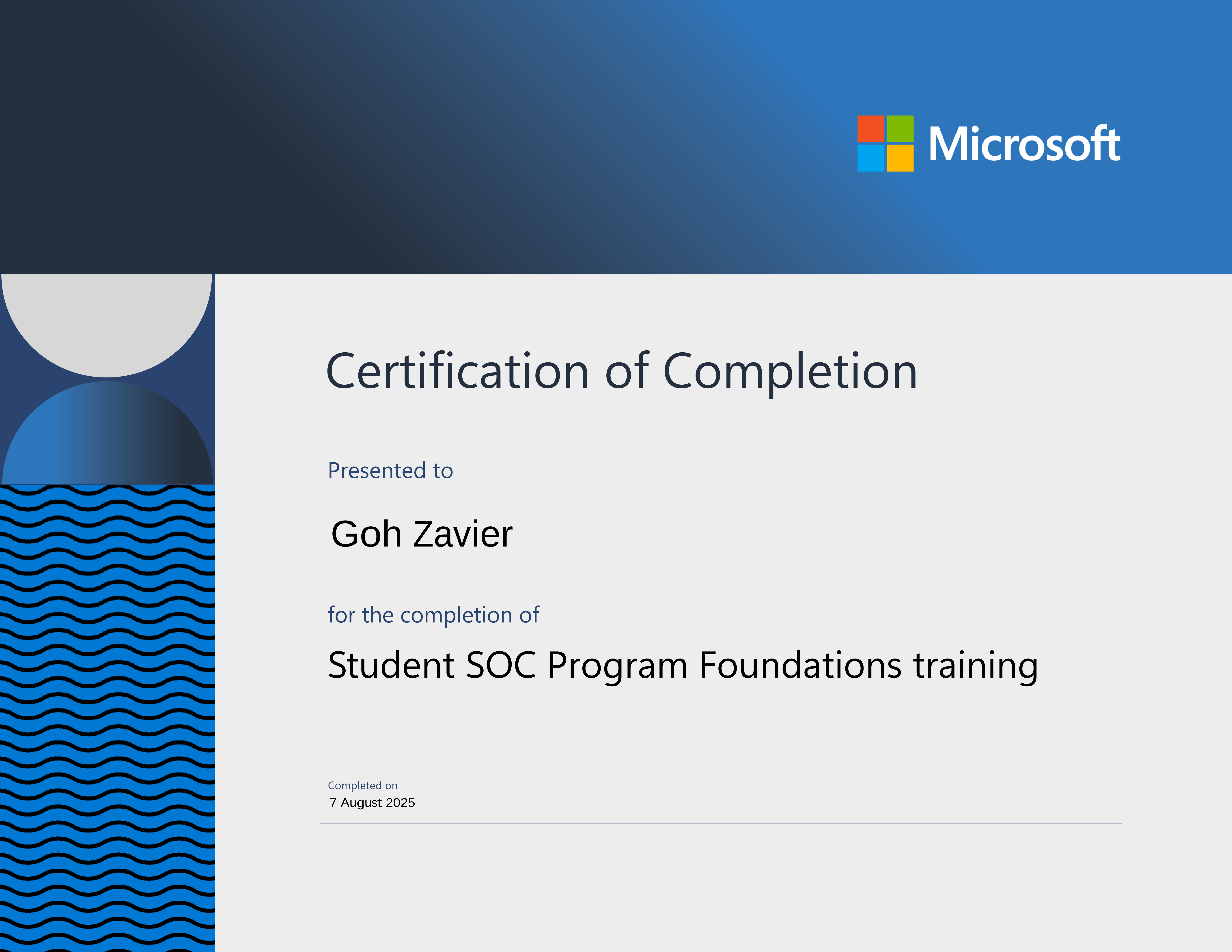 Student SOC Program Foundations Training