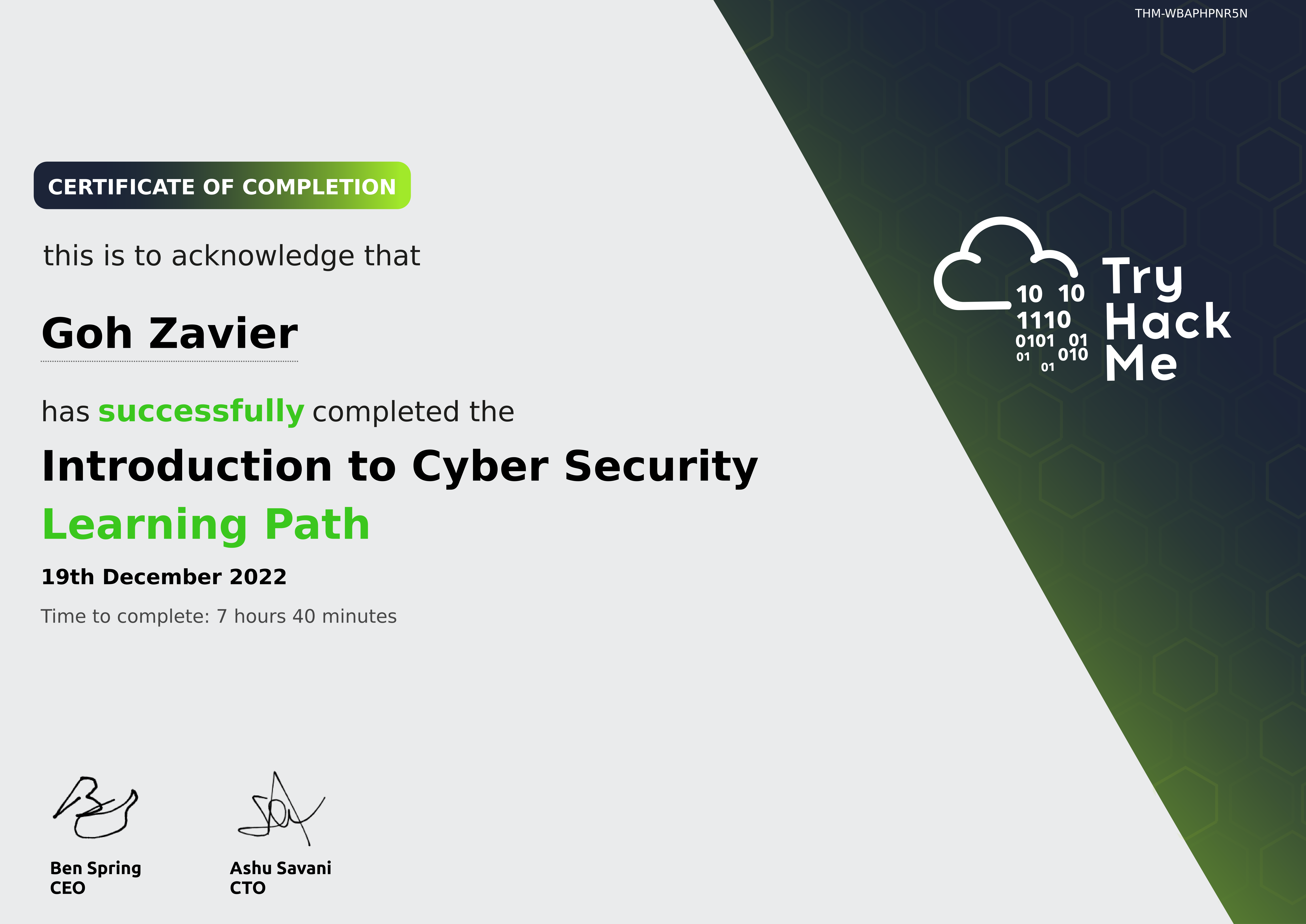 TryHackMe Introduction to Cyber Security Learning Path